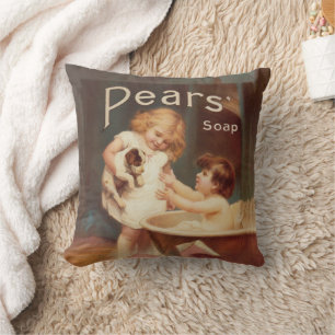 Puppy die een bad neemt vintage antiek kussen