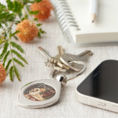Puppy die een bad neemt vintage antiek sleutelhanger (Zijkant)