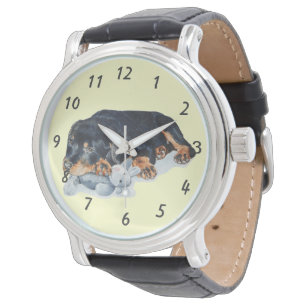 puppy die teddy beer rottweiler horloge
