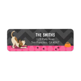 Puppy Dog Adress Label Paw-Ty Birthday Girl Roze