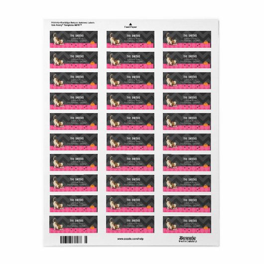 Puppy Dog Adress Label Paw-Ty Birthday Girl Roze (Full Sheet)