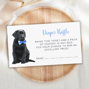 Puppy Dog Baby shower Blue Boy Diaper Raffle Informatiekaartje