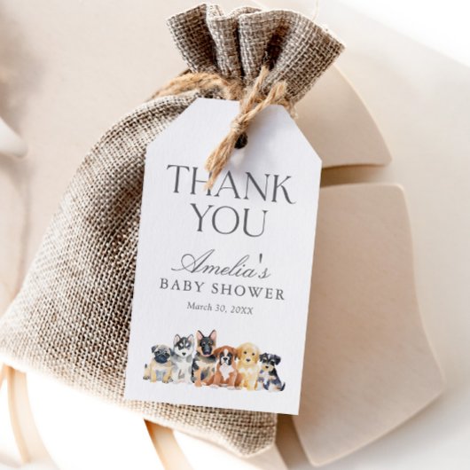 Puppy Dog Baby shower Cadeaulabel