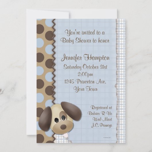 Puppy Dog Baby shower Invitation Kaart (Voorkant)