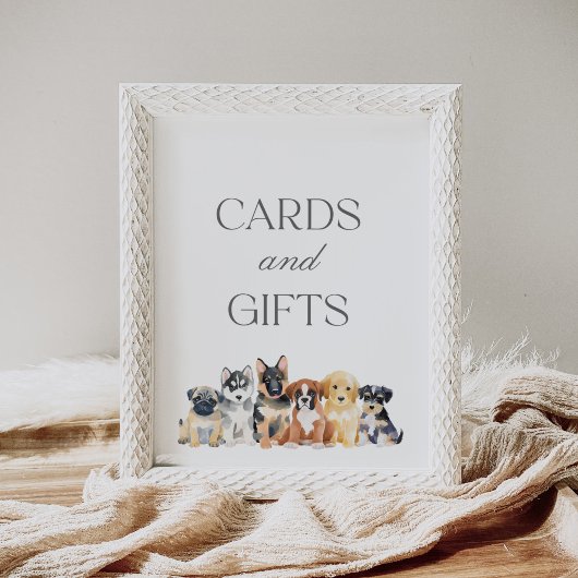 Puppy Dog Baby shower Kaarten en geschenken Teken Poster