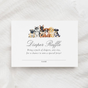 Puppy Dog Baby shower Luier Raffle Ticket Informatiekaartje
