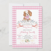 Puppy dog baby shower nodigde roze meisje uit kaart (Voorkant)