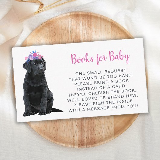 Puppy Dog Baby shower Roze Girl Book Request Informatiekaartje