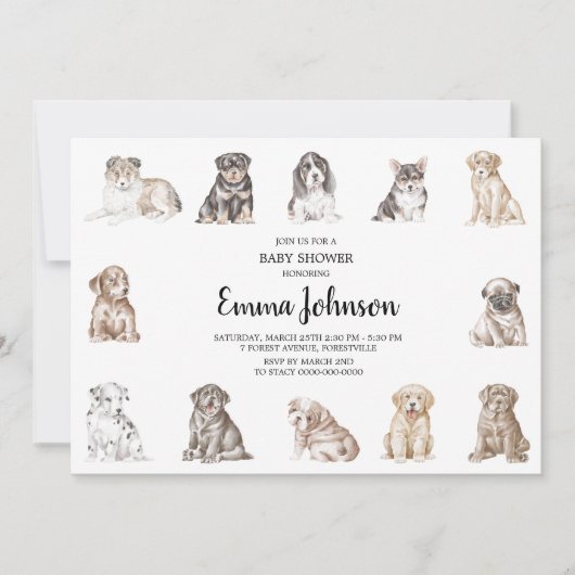 Puppy Dog Baby shower Uitnodiging (Voorkant)