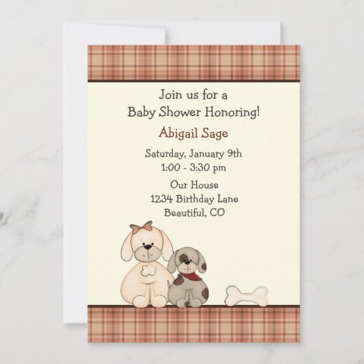 Puppy Dog Baby shower Uitnodiging voor jongens (Voorkant)