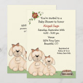 Puppy Dog Baby shower Uitnodiging voor Meisjes (Voorkant / Achterkant)