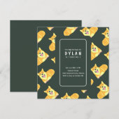 Puppy Dog Birthday Invitation Square Party Pawty Kaart (Voorkant / Achterkant)