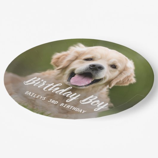 Puppy Dog Birthday Party Custom Pet Foto Papieren Bordje (Gekanteld)