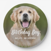 Puppy Dog Birthday Party Custom Pet Foto Papieren Bordje (Voorkant)