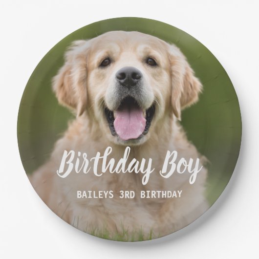 Puppy Dog Birthday Party Custom Pet Foto Papieren Bordje (Voorkant)