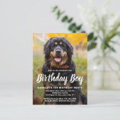 Puppy Dog Birthday Party Custom Pet Foto Uitnodiging Briefkaart (Staand voorkant)