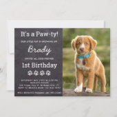 Puppy Dog Birthday Party Custom Photo Chalkboard Kaart (Voorkant)