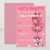 Puppy Dog Birthday Party Invitation Kaart (Voorkant / Achterkant)