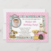 Puppy Dog Birthday Party Invitation Kaart (Voorkant)