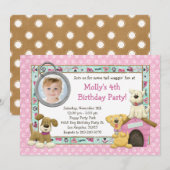 Puppy Dog Birthday Party Invitation Kaart (Voorkant / Achterkant)
