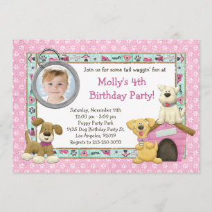 Puppy Dog Birthday Party Invitation Kaart