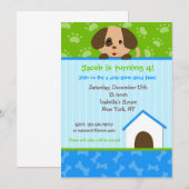 Puppy Dog Birthday Party Invitations Kaart (Voorkant / Achterkant)