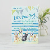Puppy Dog Birthday Party Invitations Kaart (Staand voorkant)