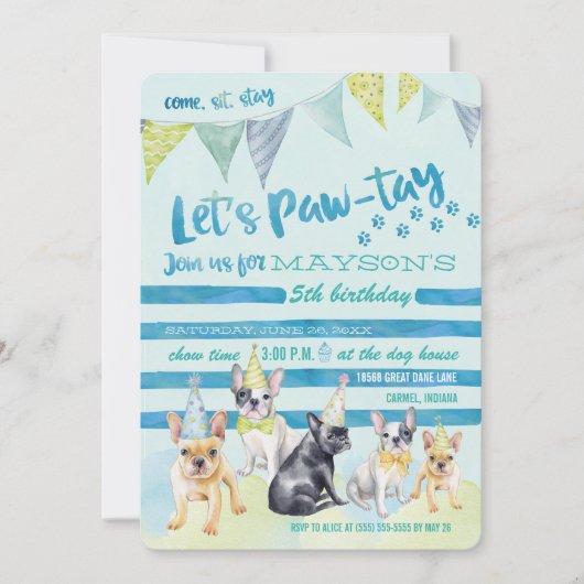 Puppy Dog Birthday Party Invitations Kaart (Voorkant)