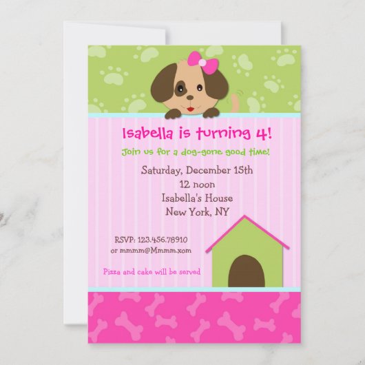 Puppy Dog Birthday Party Invitations Kaart (Voorkant)