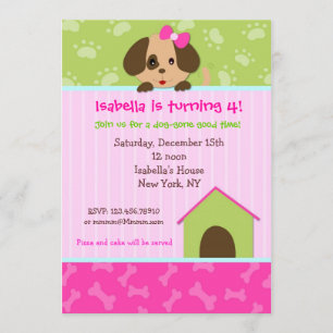 Puppy Dog Birthday Party Invitations Kaart