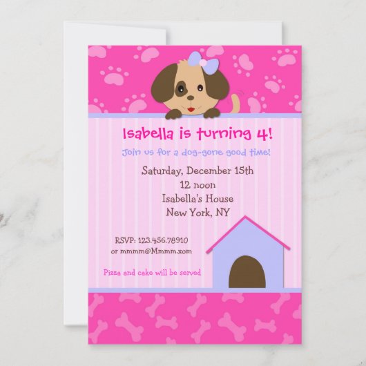 Puppy Dog Birthday Party Invitations Kaart (Voorkant)