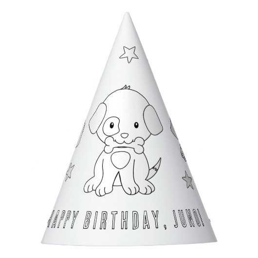 Puppy Dog Birthday Party - Kleur uw eigen Pet Feesthoedjes (Voorkant)