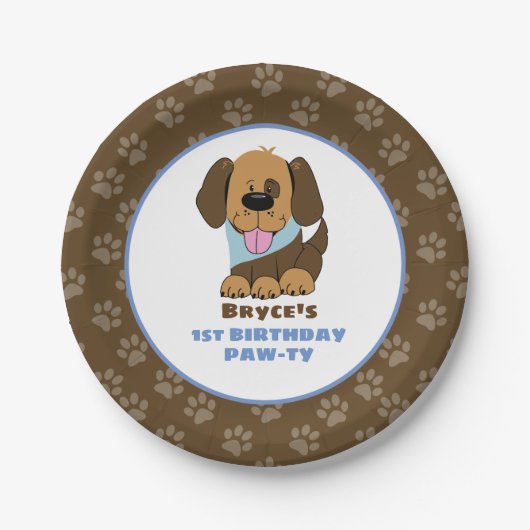 Puppy Dog Birthday Party Paper Borden Papieren Bordje (Voorkant)