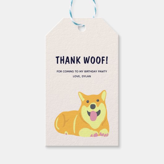 Puppy Dog Birthday Pawty Dank je Label geven Cadeaulabel (Voorkant)