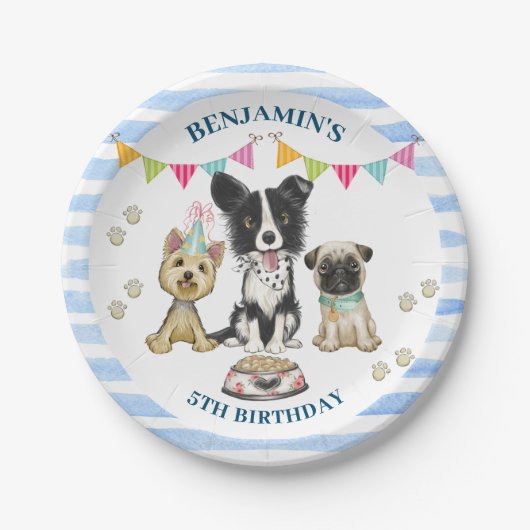 Puppy Dog Birthday Pawty Papieren Bordje (Voorkant)