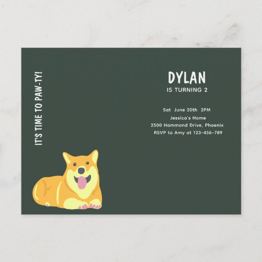 Puppy Dog Birthday Pawty Party Invitation Kaart (Voorkant)