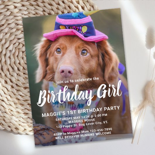 Puppy Dog Birthday Persoonlijke foto Pet Uitnodiging Briefkaart
