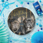 Puppy Dog Birthday Voeg Foto- en Text Gold-script Papieren Bordje (Feest)