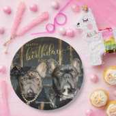 Puppy Dog Birthday Voeg Foto- en Text Gold-script Papieren Bordje (Feest)
