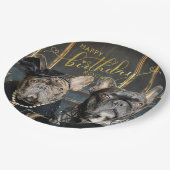 Puppy Dog Birthday Voeg Foto- en Text Gold-script Papieren Bordje (Gekanteld)