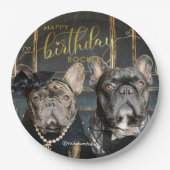 Puppy Dog Birthday Voeg Foto- en Text Gold-script  Papieren Bordje (Voorkant)