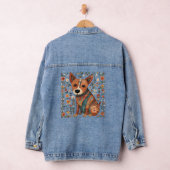 Puppy Dog Bloemen Folk Art Denim Jacket (Hangar)
