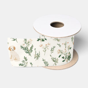 Puppy Dog Bloemen Satijnen Lint