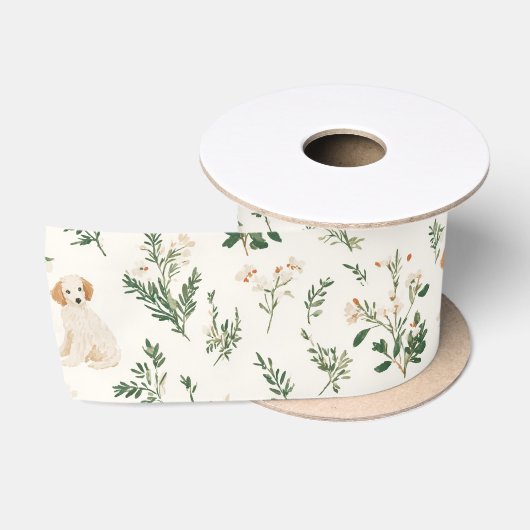 Puppy Dog Bloemen Satijnen Lint (Spoel)