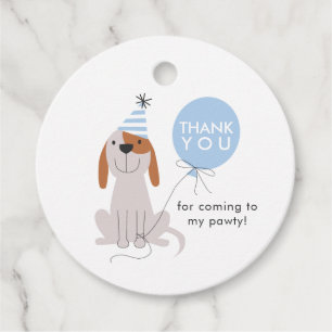 Puppy Dog Blue Pawty Verjaardag Bedankjes Labels