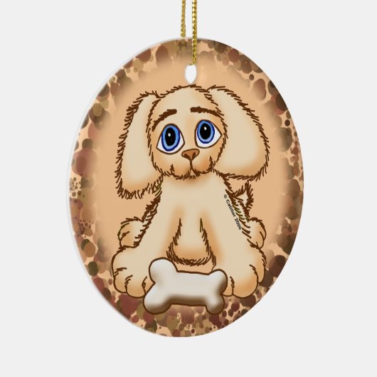 Puppy Dog Bone Keramisch Ornament (Rechts)
