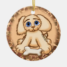 Puppy Dog Bone Keramisch Ornament