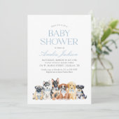 Puppy Dog Boy Baby shower Kaart (Staand voorkant)