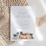 Puppy Dog Boy Baby shower Kaart<br><div class="desc">Nodig vrienden en familie uit om onderweg een kleintje te vieren met deze eenvoudige en elegante hondenuitnodiging voor een baby shower.</div>