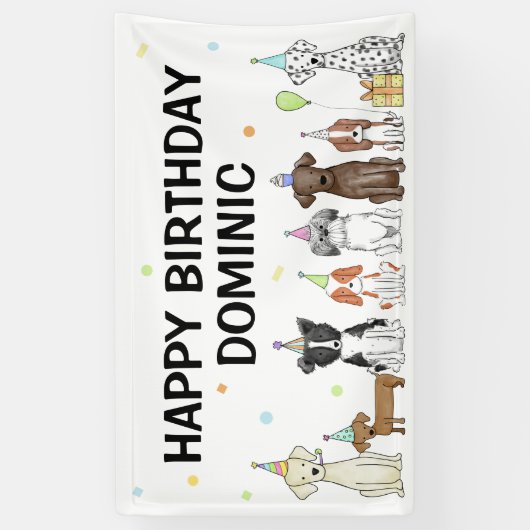 Puppy Dog Boy Birthday Party Banner (Verticaal)